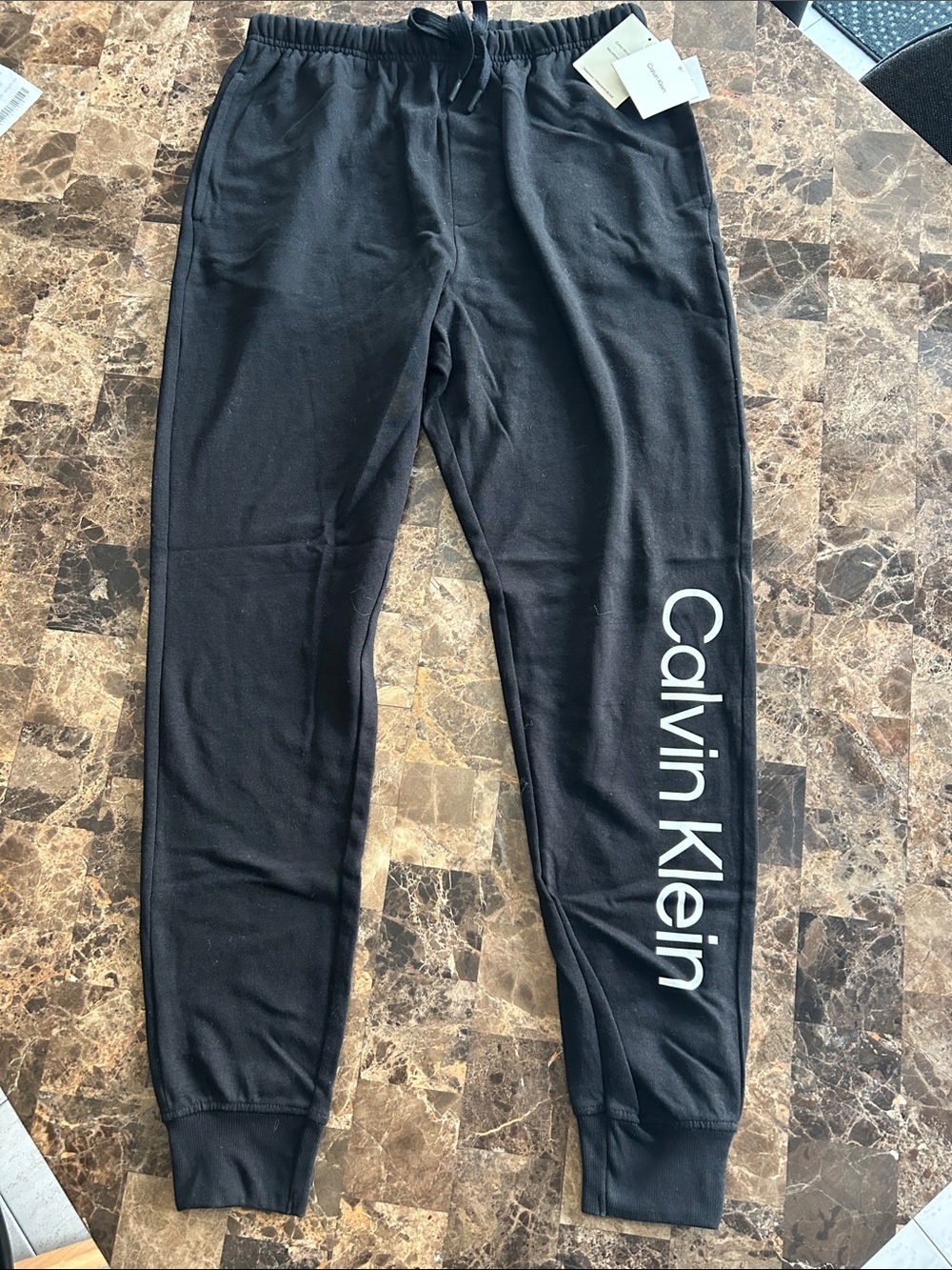 NWT 🆕 Calvin Klein Men’s Black Sleepwear Joggers with White Side Logo